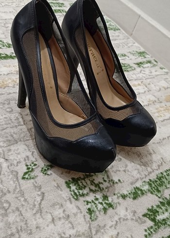 Siyah Platform Topuklu Bağcıklı Stiletto - Görsel 3