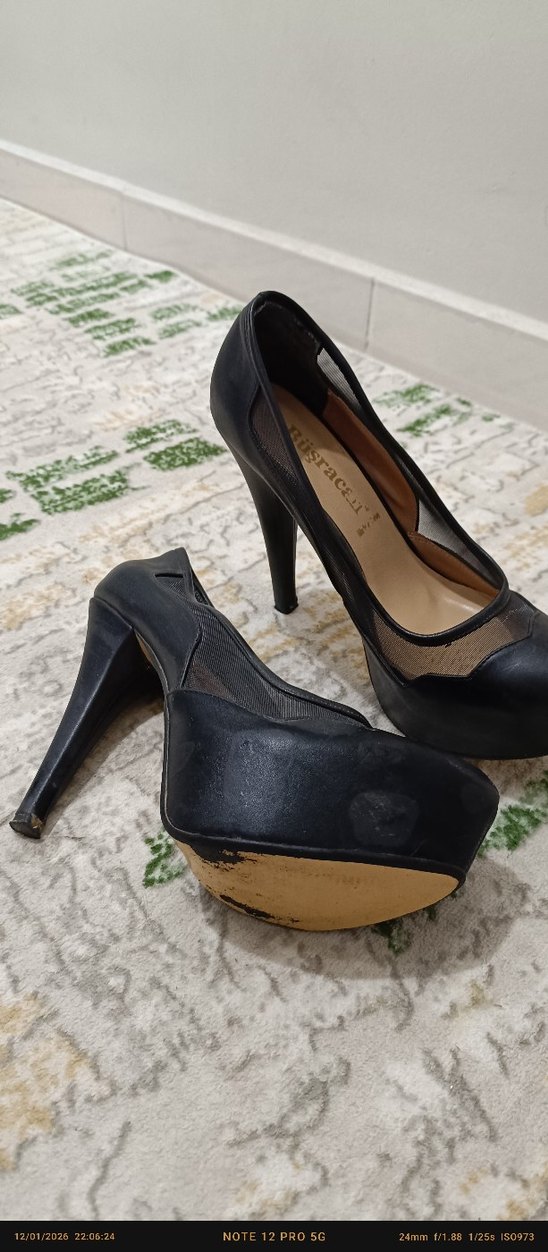 Siyah Platform Topuklu Bağcıklı Stiletto - Görsel 4