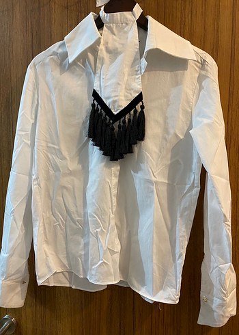 ADLx Raissa Vanessa Püskül Detaylı Beyaz V Yaka Kadın Gömlek - Görsel 4