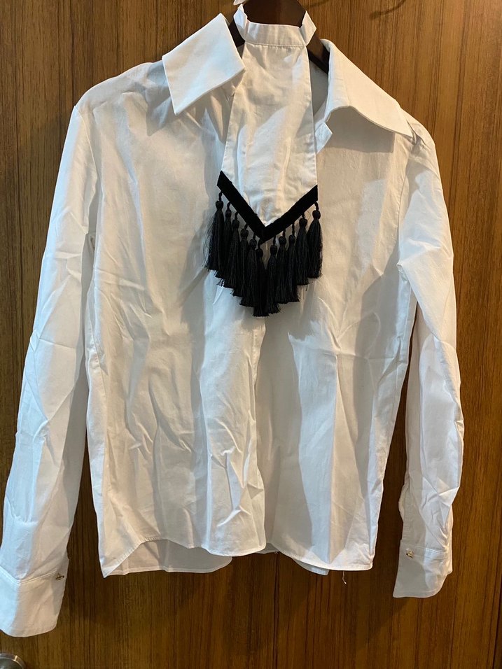 ADLx Raissa Vanessa Püskül Detaylı Beyaz V Yaka Kadın Gömlek - Görsel 5