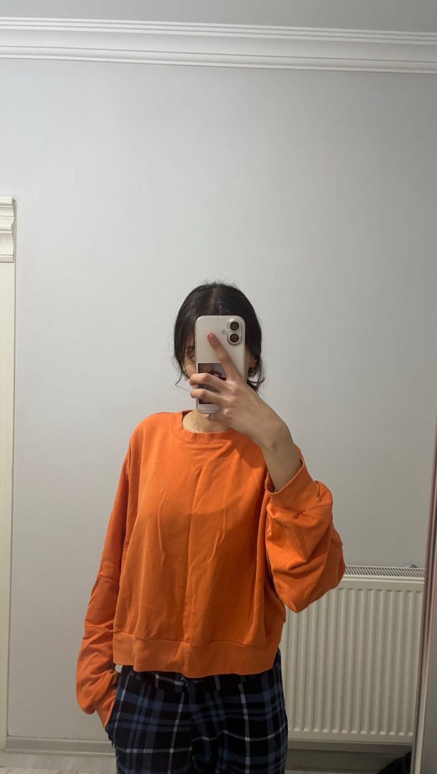 Turuncu Oversize Kadın Sweatshirt - Görsel 2