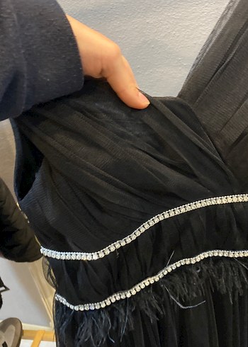 Siyah şık uzun elbise - Görsel 4