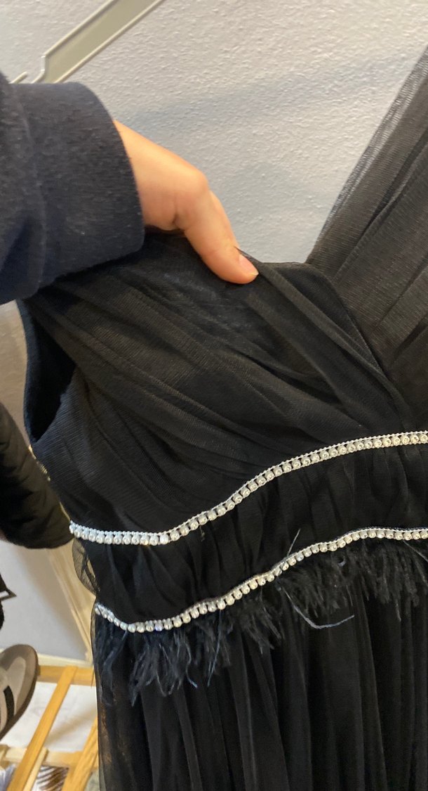 Siyah şık uzun elbise - Görsel 4