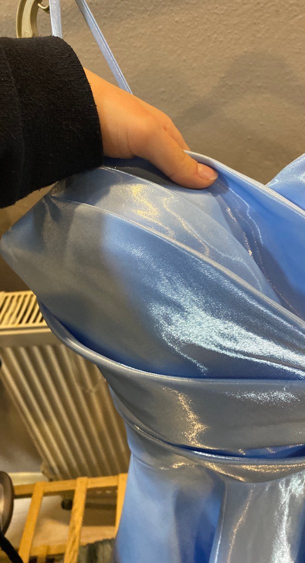 Parlak Mavi Drapeli kısa  Abiye Elbise - Görsel 3