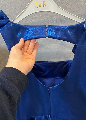 Parlak Mavi Midi Abiye Elbise - Görsel 5