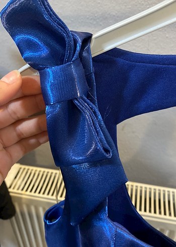 Parlak Mavi Midi Abiye Elbise - Görsel 8