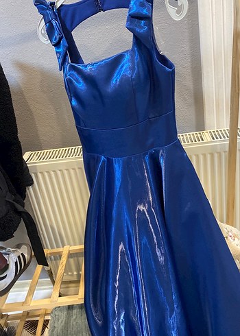 Parlak Mavi Midi Abiye Elbise - Görsel 10