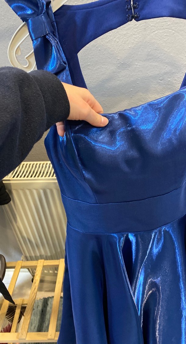 Parlak Mavi Midi Abiye Elbise - Görsel 4