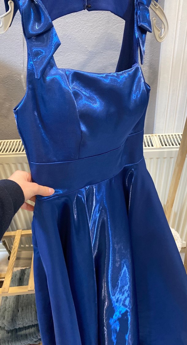 Parlak Mavi Midi Abiye Elbise - Görsel 2