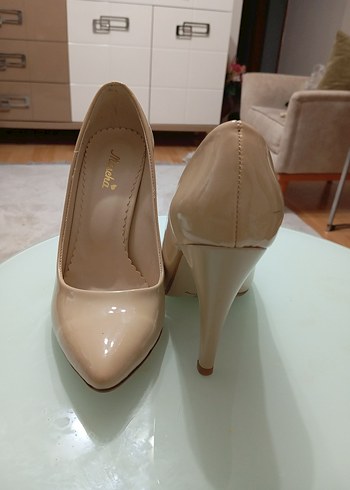 Bej Stiletto Topuklu Kadın Ayakkabı - Görsel 4