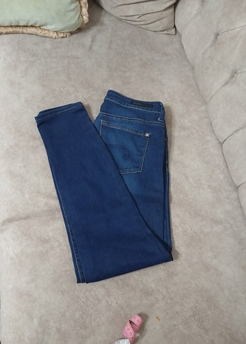 Kadın Mavi Baskılı Denim Kot Pantolon - Görsel 4