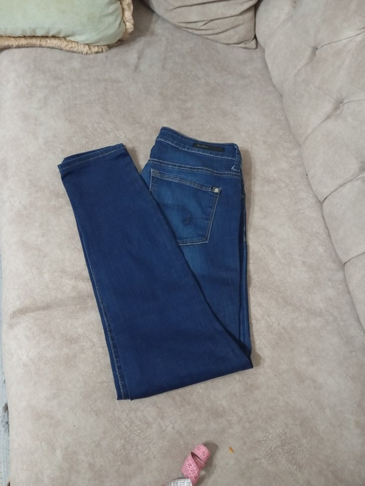 Kadın Mavi Baskılı Denim Kot Pantolon - Görsel 4