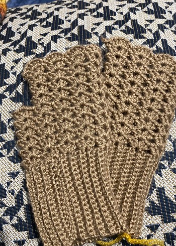 Bej Örgü Bohem Kadın Eldiveni - Görsel 2