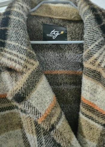 Düğmeli Uzun Ekose Kadın Yün Kaban - Görsel 4