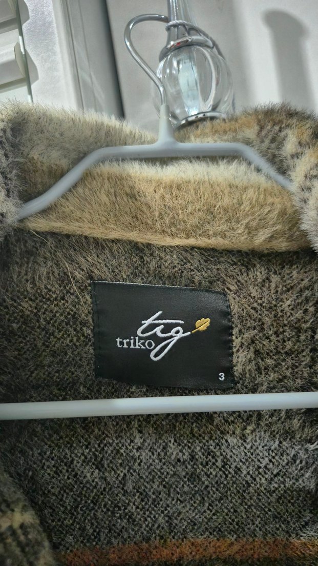 Düğmeli Uzun Ekose Kadın Yün Kaban - Görsel 2