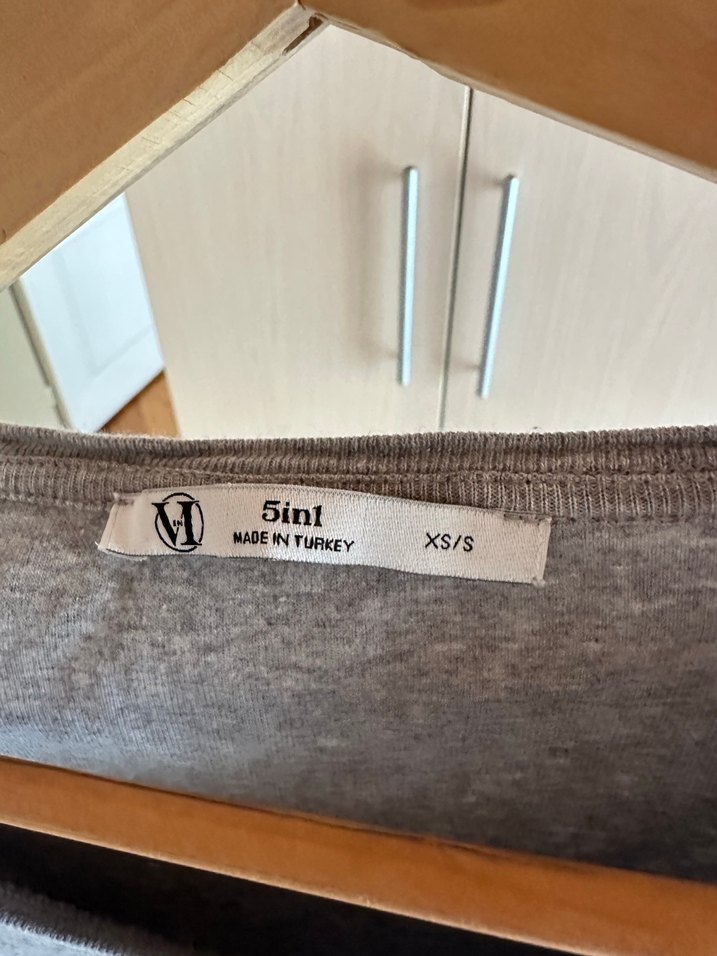 Gri Uzun Kollu Basic Kadın Bluz - Görsel 2