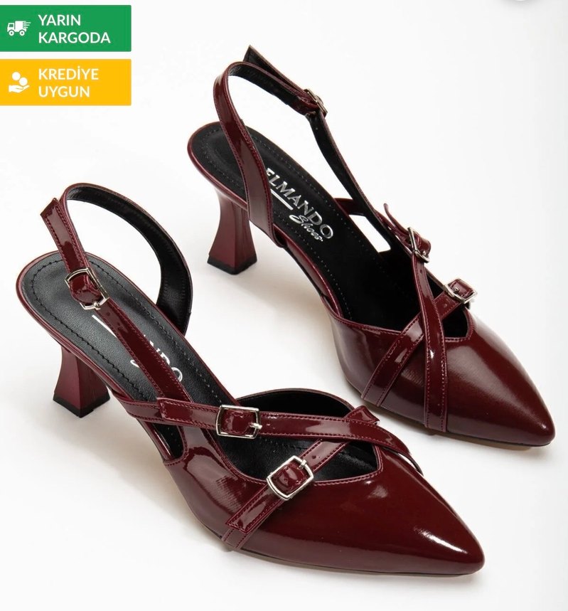 Bordo Tokalı İnce Topuklu Kadın Ayakkabı - Görsel 2