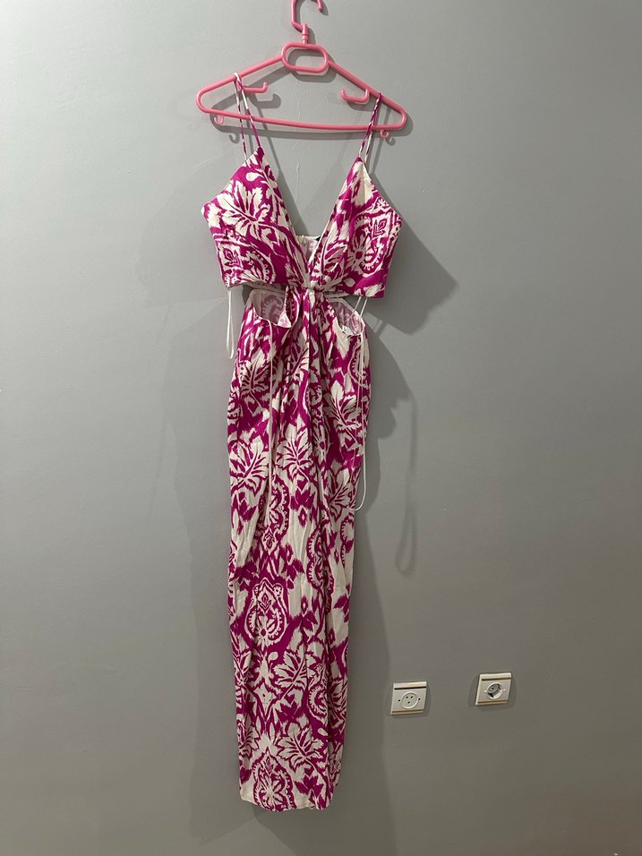 Pembe Bağlamalı Uzun Askılı Tulum - Görsel 2