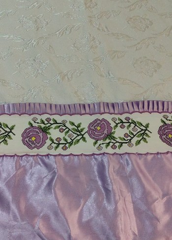 Lila Nakışlı Pastel Yatak Örtüsü - Görsel 4