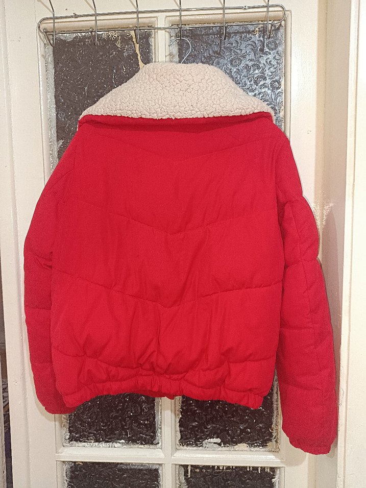Kırmızı Kadın Kışlık Mont - Görsel 3