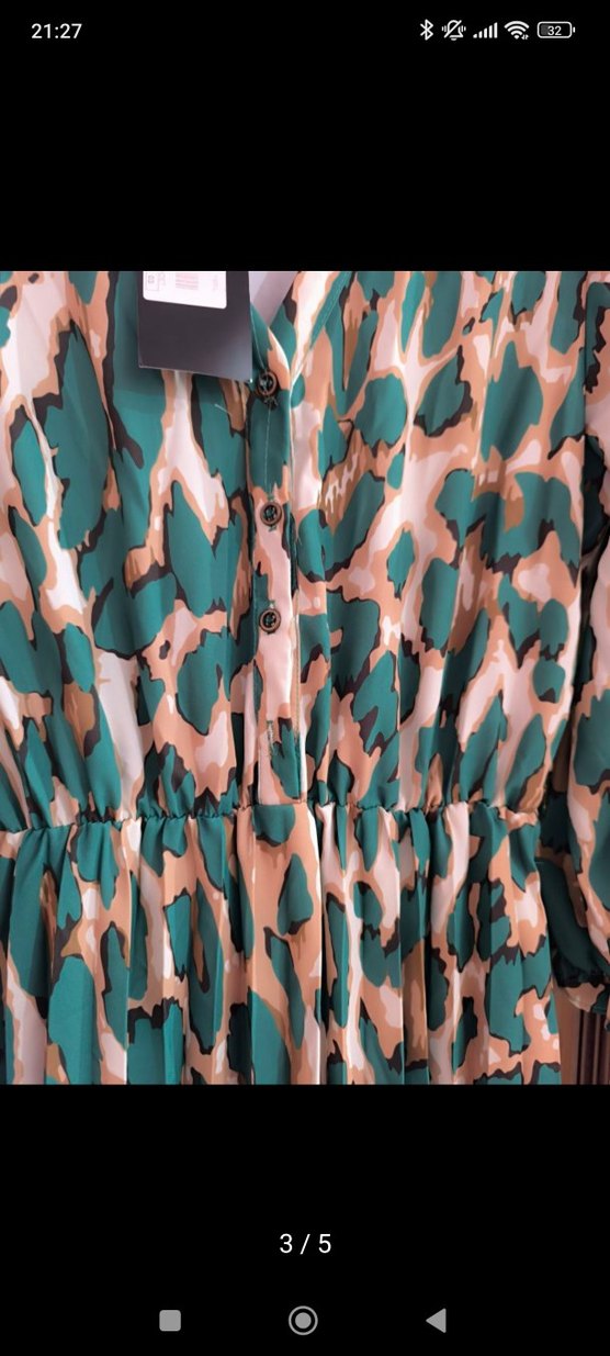 Turkuaz Piliseli Uzun Kadın Elbise - Görsel 3