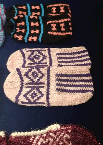 Renkli Nakışlı Örgü Ev patigi - Görsel 6