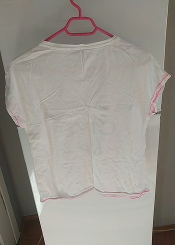 Beyaz Baskılı Kısa Kollu Kadın Tişört - Görsel 3