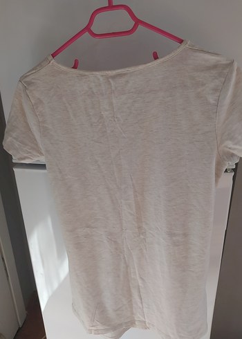 Bej Baskılı tişört Kısa Kollu - Görsel 5