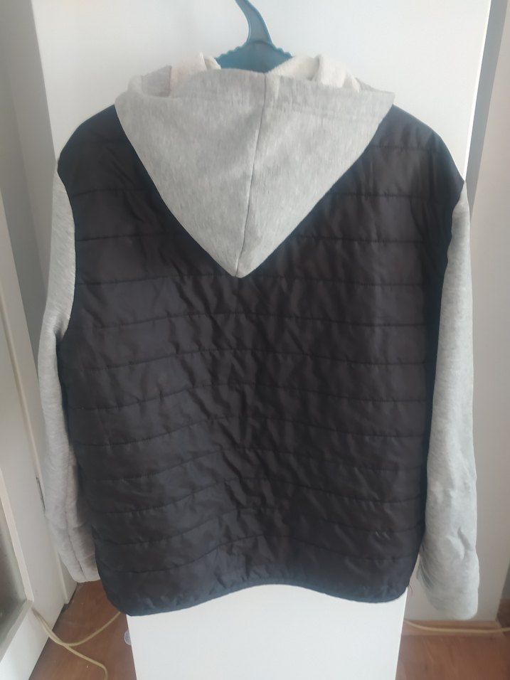 Gri Kapüşonlu Erkek Düğmeli Ceket - Görsel 2