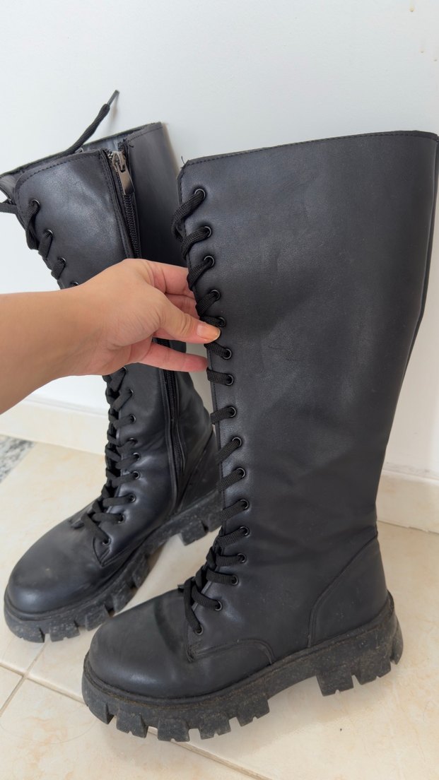 Kadın Siyah Deri Gotik Stiletto Topuklu Bot - Görsel 2