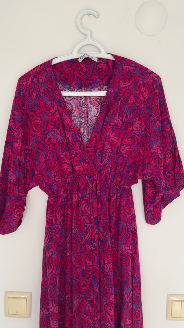 Uzun Mor Bohem Salaş Elbise - Görsel 2