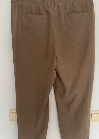 Bej Süet Kadın Geniş Kesim Pantolon - Görsel 3