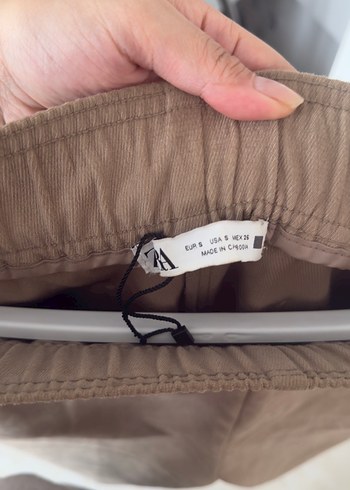 Bej Süet Kadın Geniş Kesim Pantolon - Görsel 4