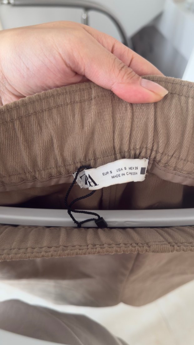 Bej Süet Kadın Geniş Kesim Pantolon - Görsel 4