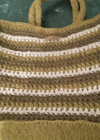 el örgüsü kağıt ip hasır örgü büyük boy çanta - Görsel 3