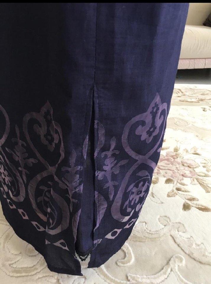 Mavi Nakışlı Uzun Kadın Etek - Görsel 2