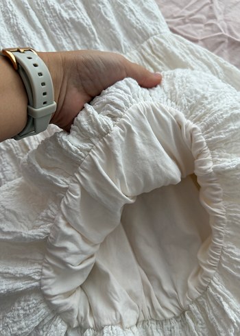 Zara Kız Çocuk Beyaz Keten Fırfırlı Elbise