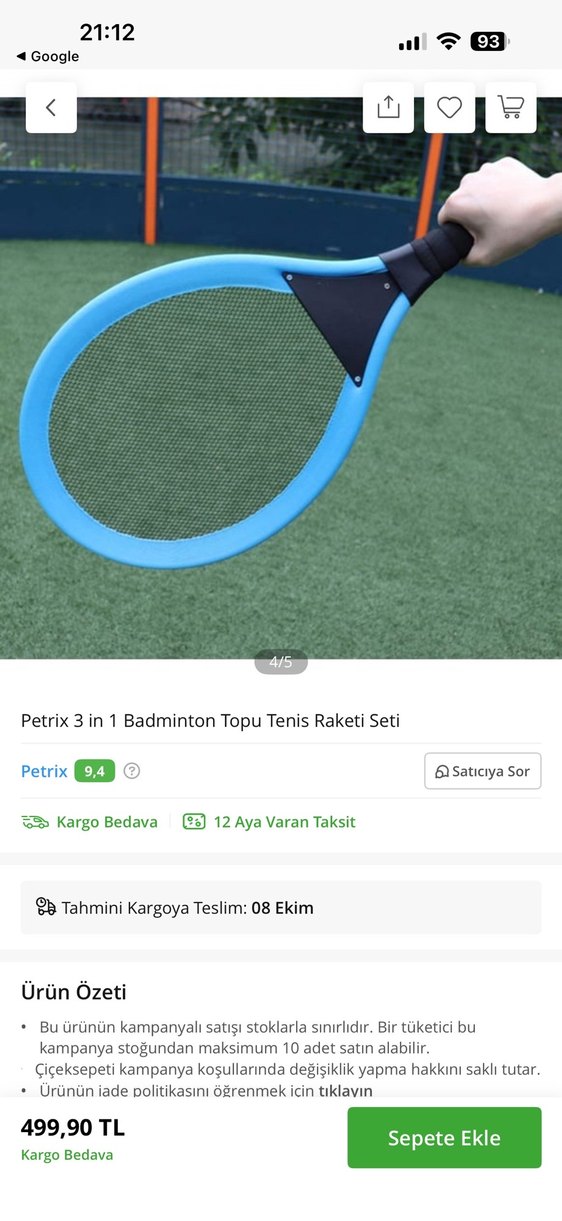 Mavi Renkli badminton raket - Görsel 5