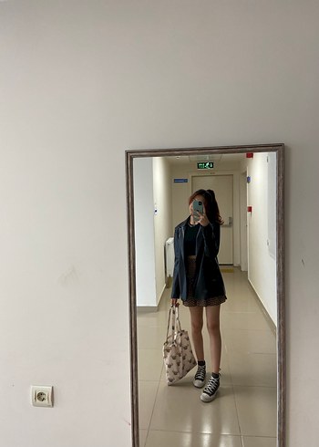 Düğmeli Siyah Deri Kadın Ceket - Görsel 2