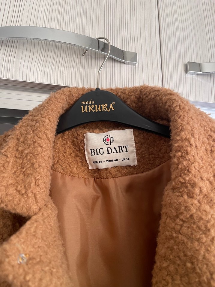 Kahverengi Peluş Midi Kadın Kaban - Görsel 2