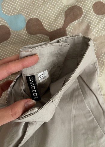 Kadın Bej Keten Düğmeli Salaş Pantolon - Görsel 2