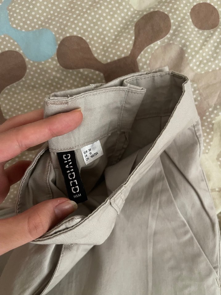 Kadın Bej Keten Düğmeli Salaş Pantolon - Görsel 2