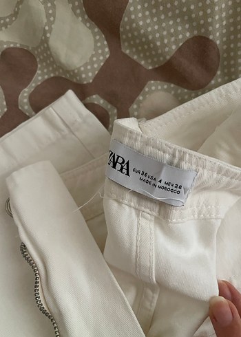 Kadın Beyaz Pamuk Kumaş Pantolon - Görsel 2