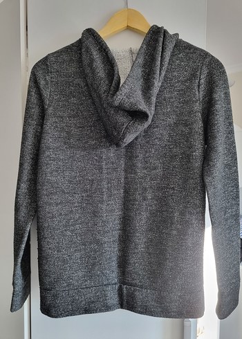 LC Waikiki Antrasit Fermuarlı Kapüşonlu Sweatshirt Standart Fit - Görsel 2