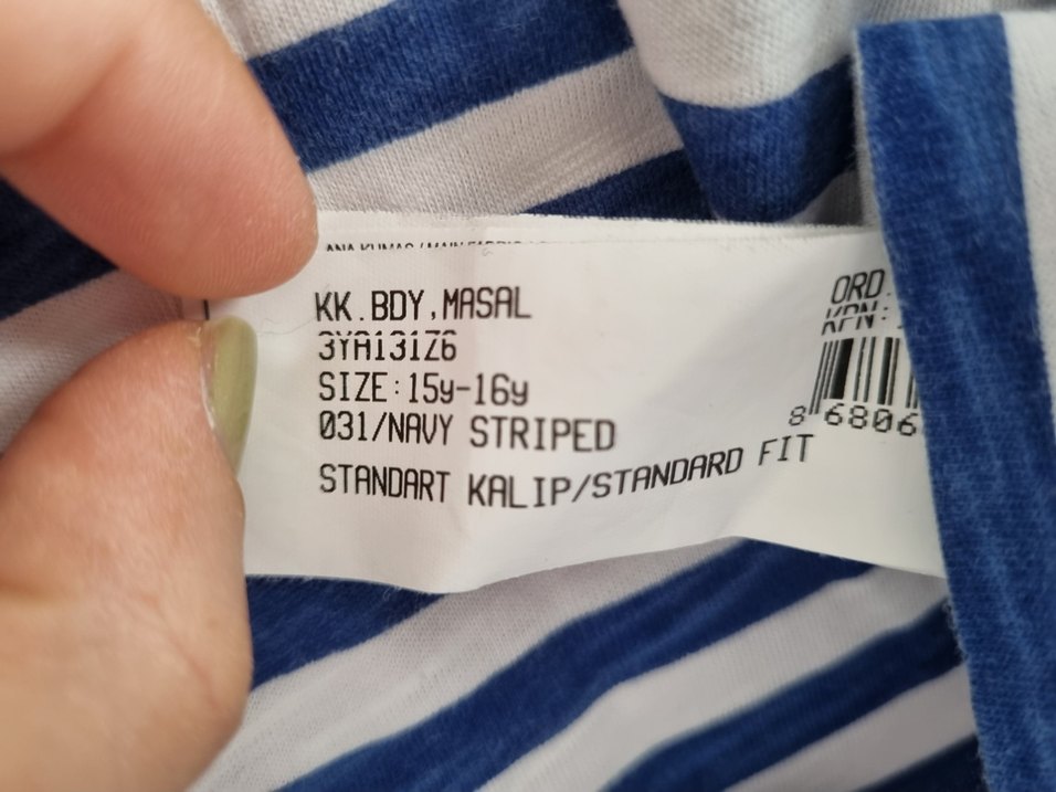 LC Waikiki Teen Çizgili Tişört  %100 Pamuk, 1516 Yaş (164 cm) - Görsel 4