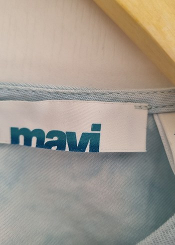 Mavi Batik Desenli Bluz  Balon Kol, %50 Pamuk %50 Viskon (M) - Görsel 4