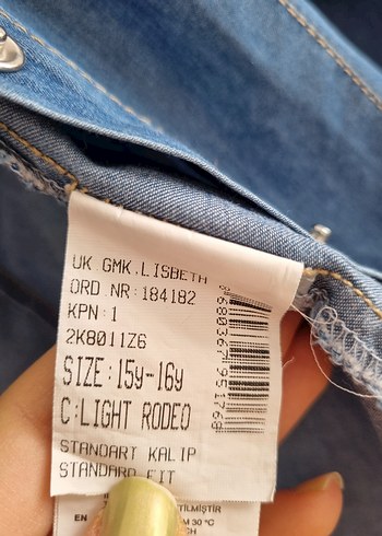 LCW Teen Açık Mavi Kot Gömlek  %100 Pamuk (1516Y / XSS) - Görsel 4