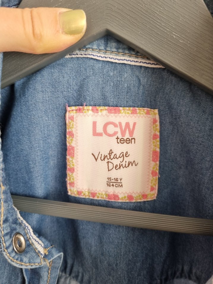 LCW Teen Açık Mavi Kot Gömlek  %100 Pamuk (1516Y / XSS) - Görsel 3