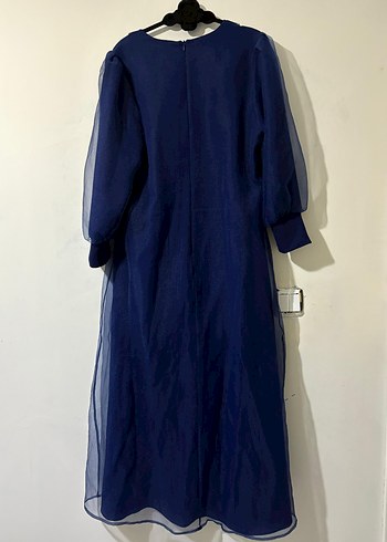 Parlak Lacivert Uzun Kollu Kadın Elbise - Görsel 2