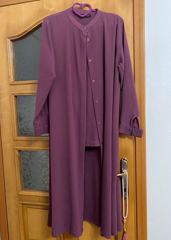 Düğmeli lila ikili takım Tunik, Uzun Kollu - Görsel 4